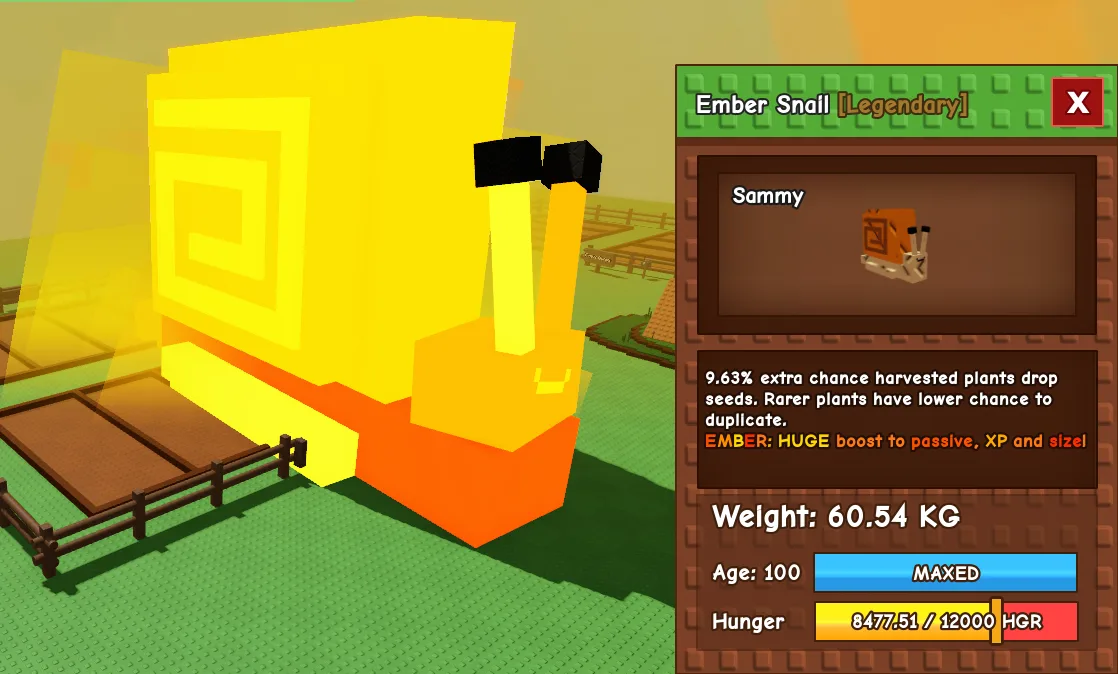 60.99kg+ Age 100 Ember Snail