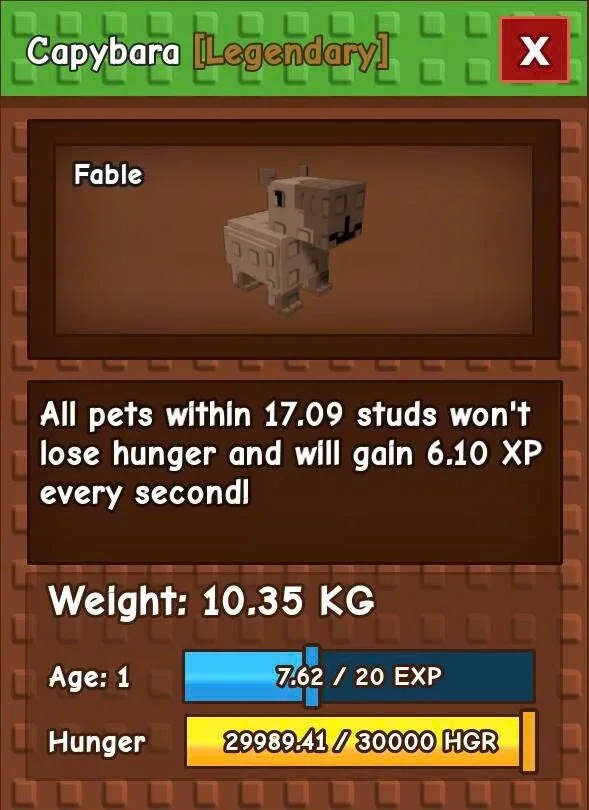 Capybara Godly Level 1 10.35KG ( Now )