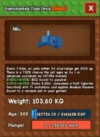 Grow a Garden New Pets Tidal Orca Random KG and Mutation