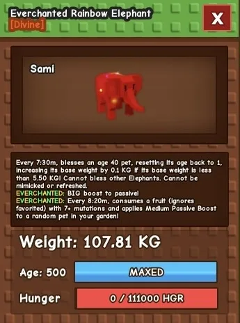 RAINBOW HATCH ELEPHANT MAX PASIF 107.81KG GROW A GARDEN