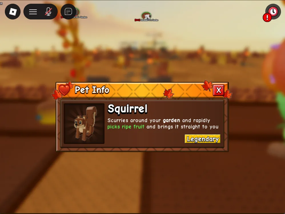 Squirrel - Pet from Fall Harvest World / Maple zone (Legendary)