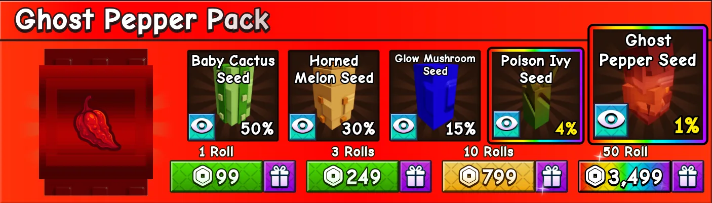 Grow a Garden 2 Ghost Pepper Pack(50 Rolls)(3499R)
