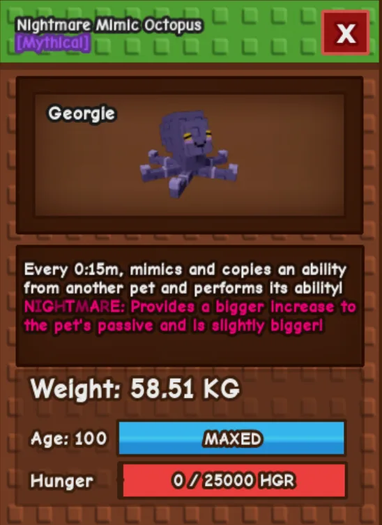 15s CD TITAN/HUGE Nightmare MIMIC OCTOPUS 61 KG (15s with 1 toy)