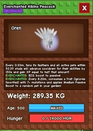 Albino Peacock Colossal 289kg Grow a Garden
