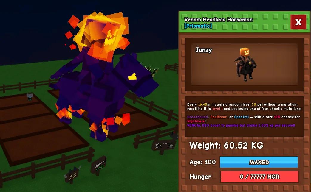 60.73kg+ Age 100 Venom Headless Horseman