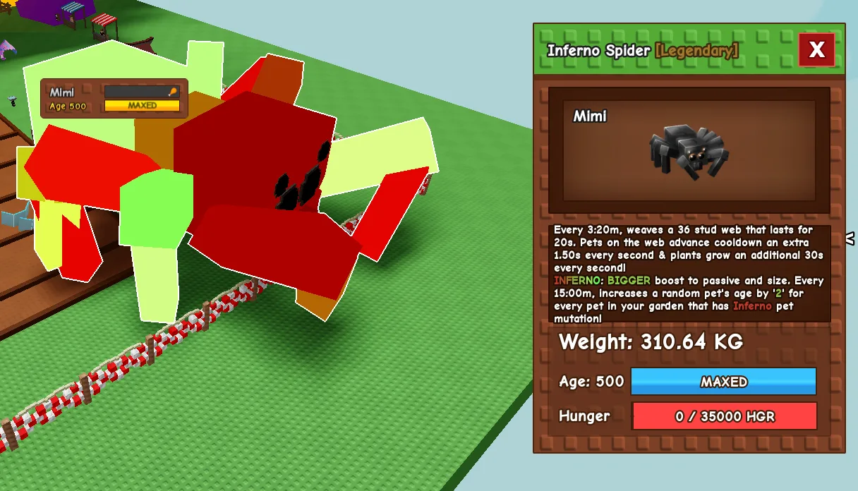 310KG+ Inferno Spider Legendary // super handsome // Age 500 Maxed // Inferno Mutation Machine//not spino//i running out of tag others limitaiton