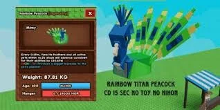 READY TITAN PEACOCK 80 KG++ ( 15 sec) Grow A Garden