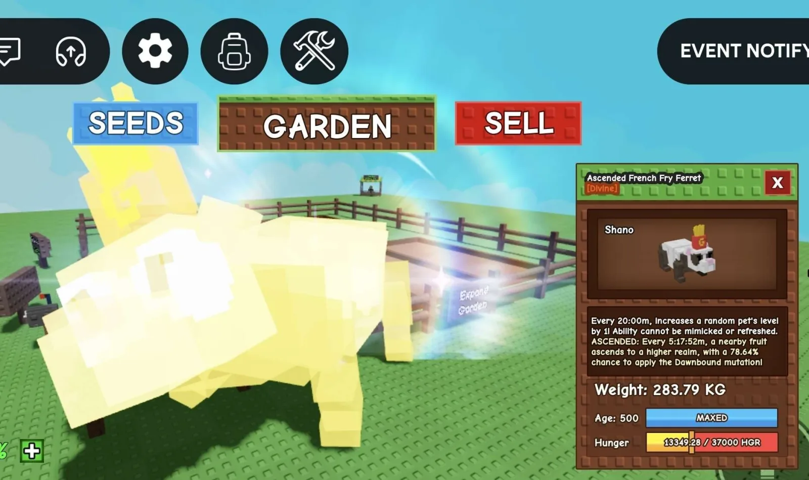 Huge ASCENDED French Fry Ferret - 283.79 KG (Age 500)