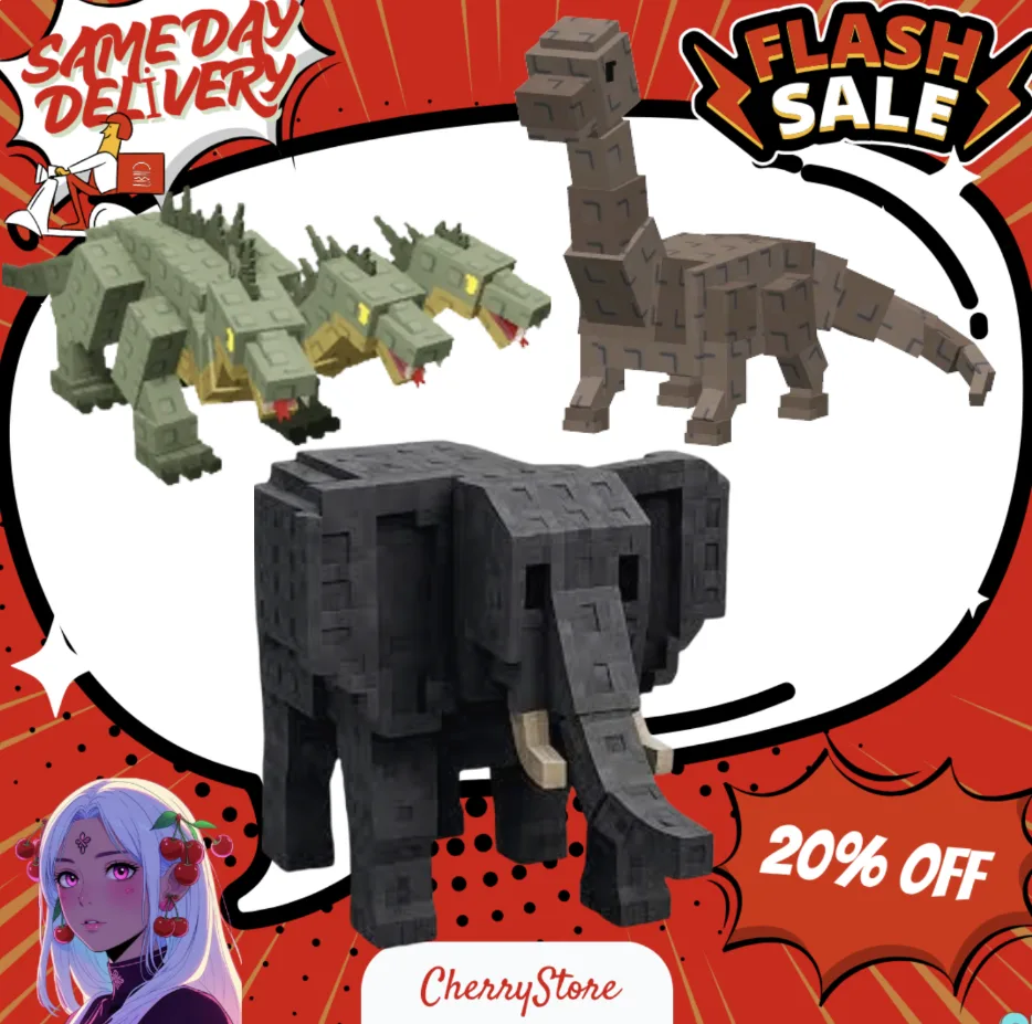 Elephant + Hydra + Brontosaurus (3 PET) Fast Delivery