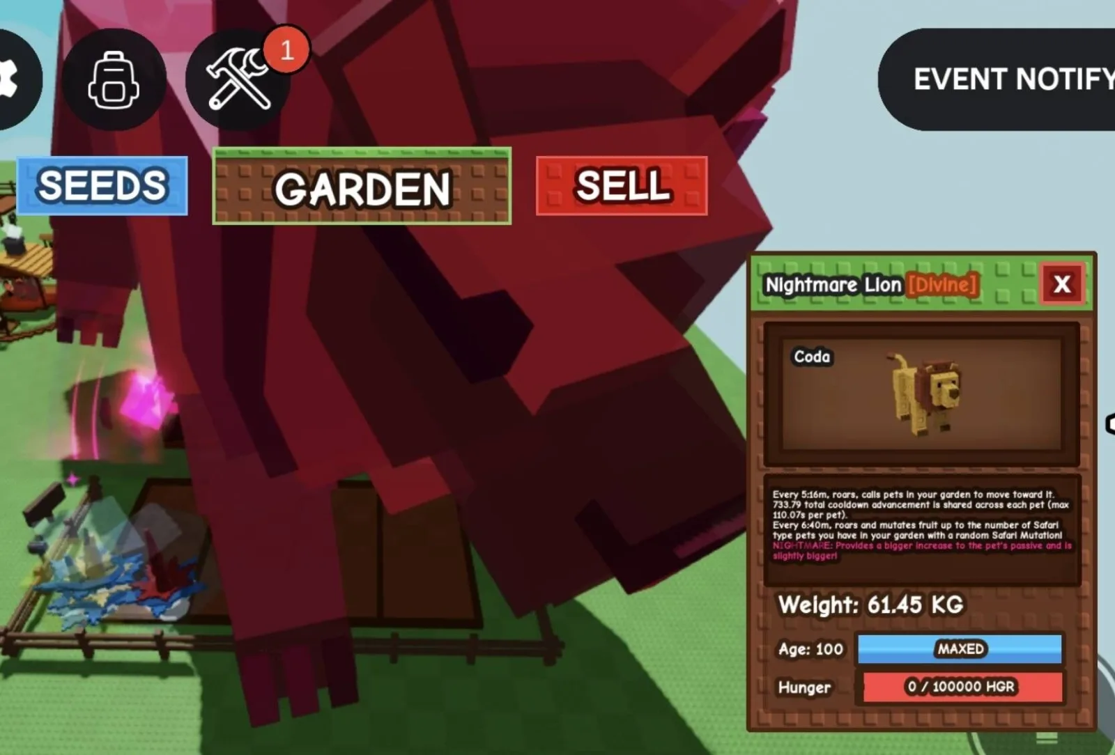 Huge NIGHTMARE Lion - 61.45 KG (Age 100) — Account account
