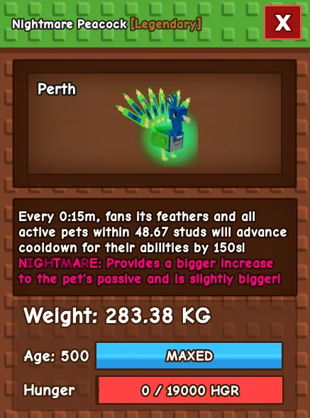 Nightmare Peacock 280 KG Age 500 instant delivery titanic peacock 280 KG huge peacock 280kg nightmare mutation peacock 15s peacock peacock 15s cd