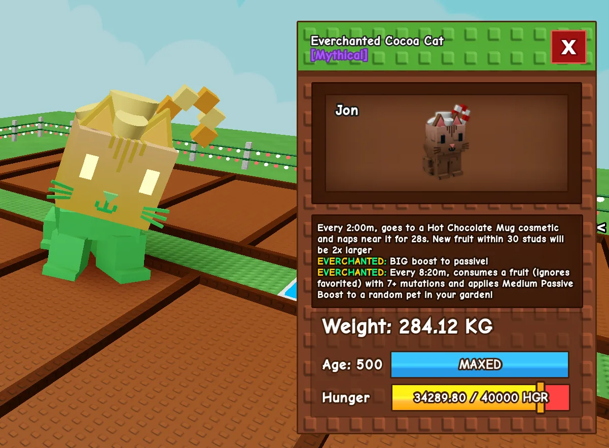 280 KG+ COCOA CAT EVERCHANTED MAX AGE LEVEL 500