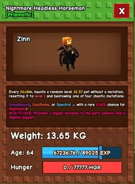 HEADLESS HORSEMAN 60KG+ NIGHTMARE — Account account