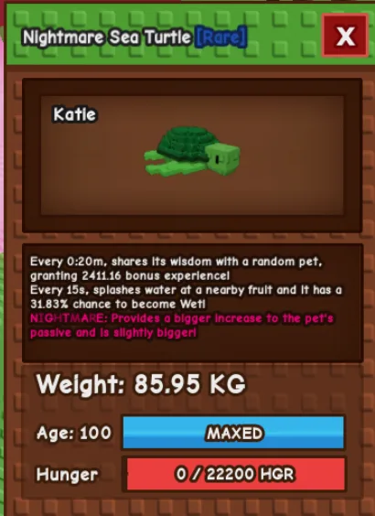 TITANIC NIGHTMARE SEA TURTLE 85KG 20s CD NO TOY