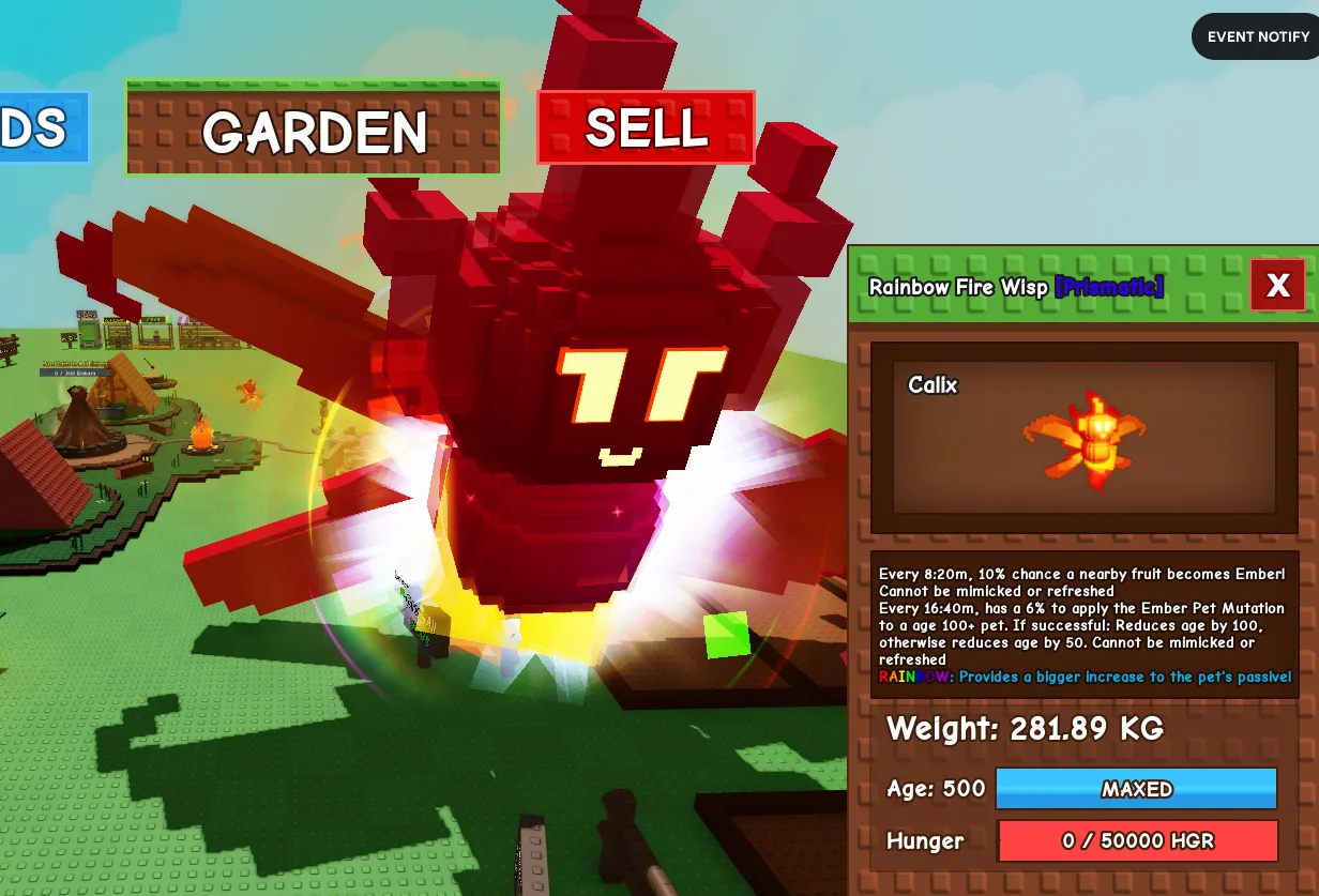 281.89kg+ Rainbow Fire Wisp Rainbow Mutation