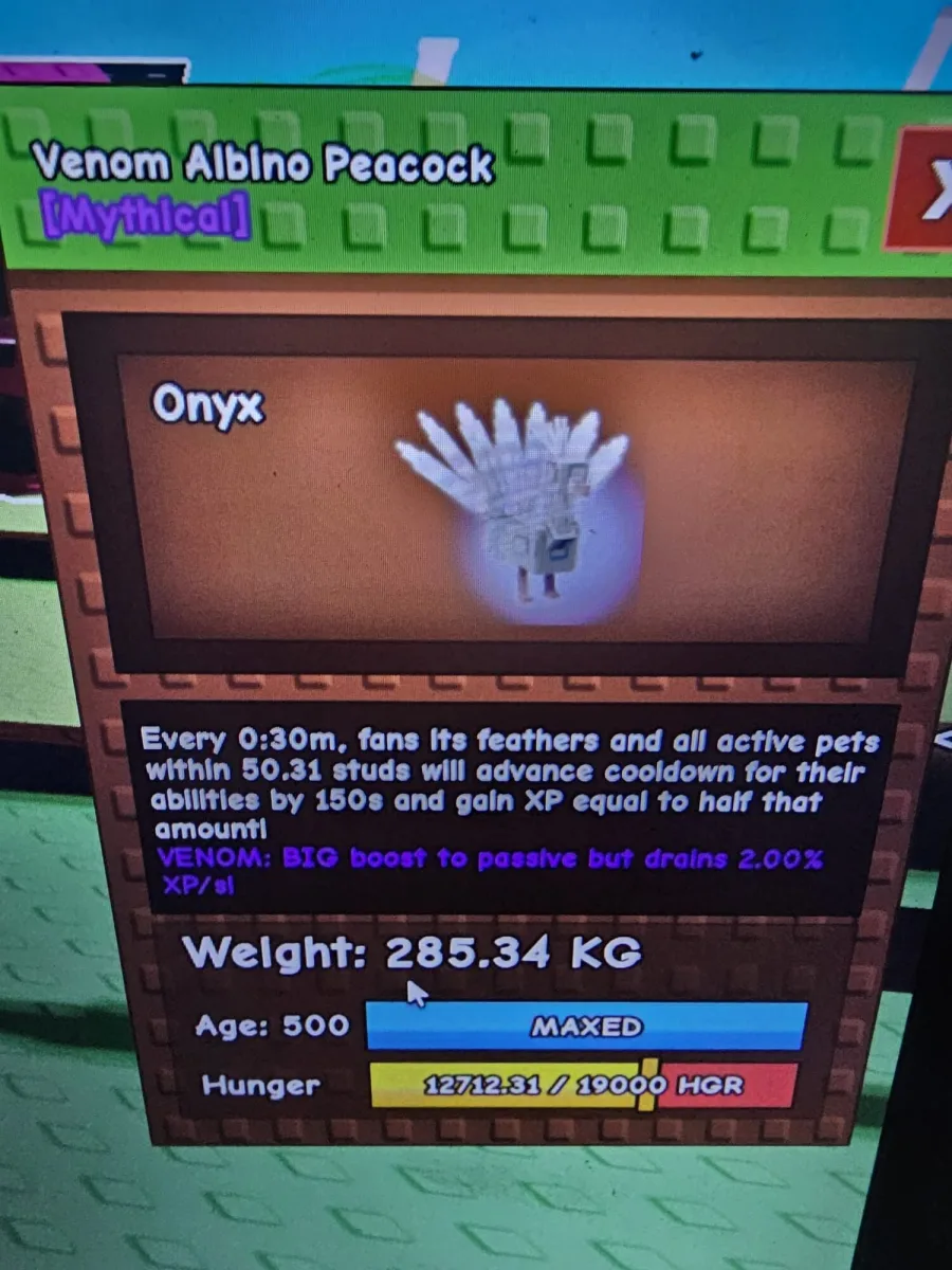 albino peacock venum age500 285kg
