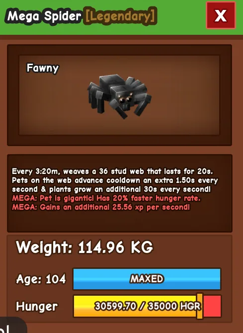 MEGA COLOSSAL TITANIC SPIDER 114.96KG AGE 104 — Account account