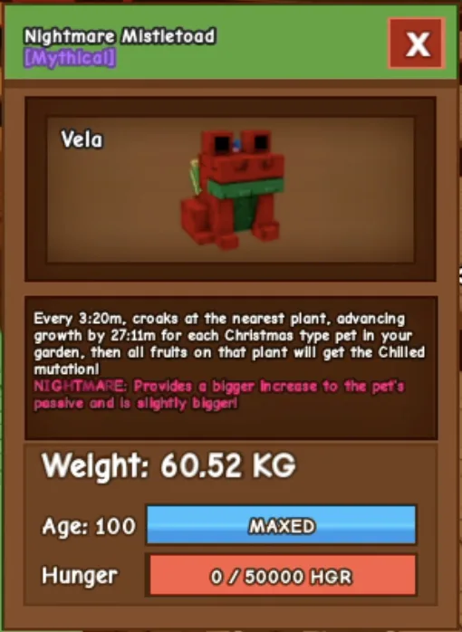 HUGE MISTLETOAD 60 KG ++ NIGHTMARE Level 100 RBL Grow A Garden — Account account