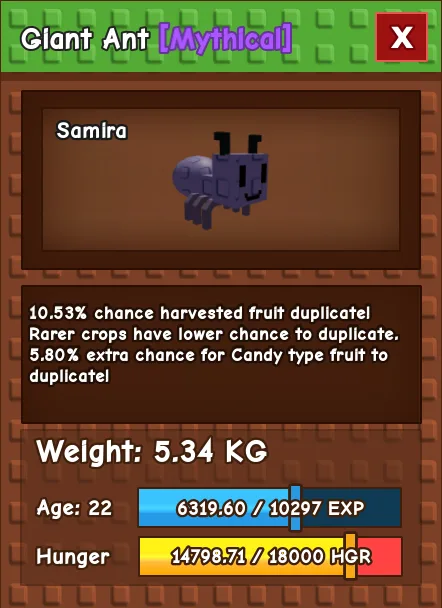 Giant Ant MYTHICAL Age 22 5.34KG
