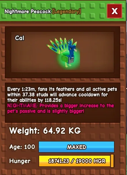 TITANIC PEACOCK NIGHTMARE 60-69 KG GROW A GARDEN