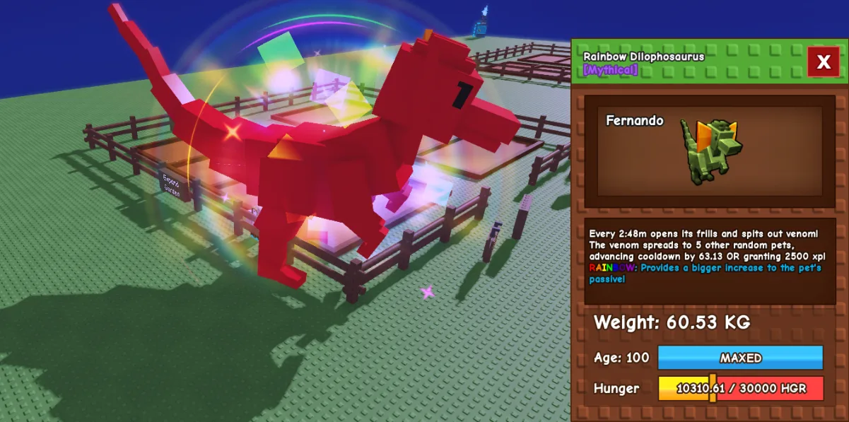 60kg+ Age 100 Rainbow Dilophosaurus