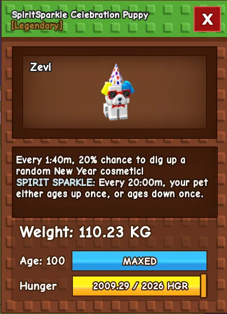 GODLY TITANIC COLOSSAL SPIRIT SPARKLE CELEBRATION PUPPY 110.23 KG Age 100 MAX — Account account
