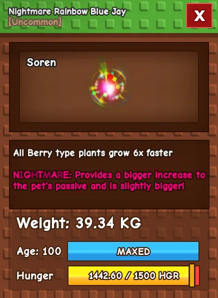 CHEAP 39kg Nightmare Rainbow Hatched Blue Jay!! level 100 — Account account