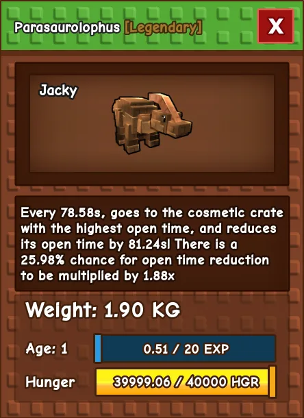 Parasaurolophus LEGENDARY Age 1 1.90KG