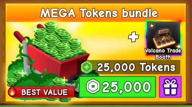 Grow A Garden - Mega Tokens pack +25000 Tokens 25000R — Account account