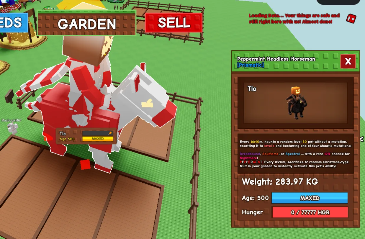 280KG+ Peppermint Headless Horseman Prismatic // super handsome // Age 500 MAXED // Chaotic Mutation Pet