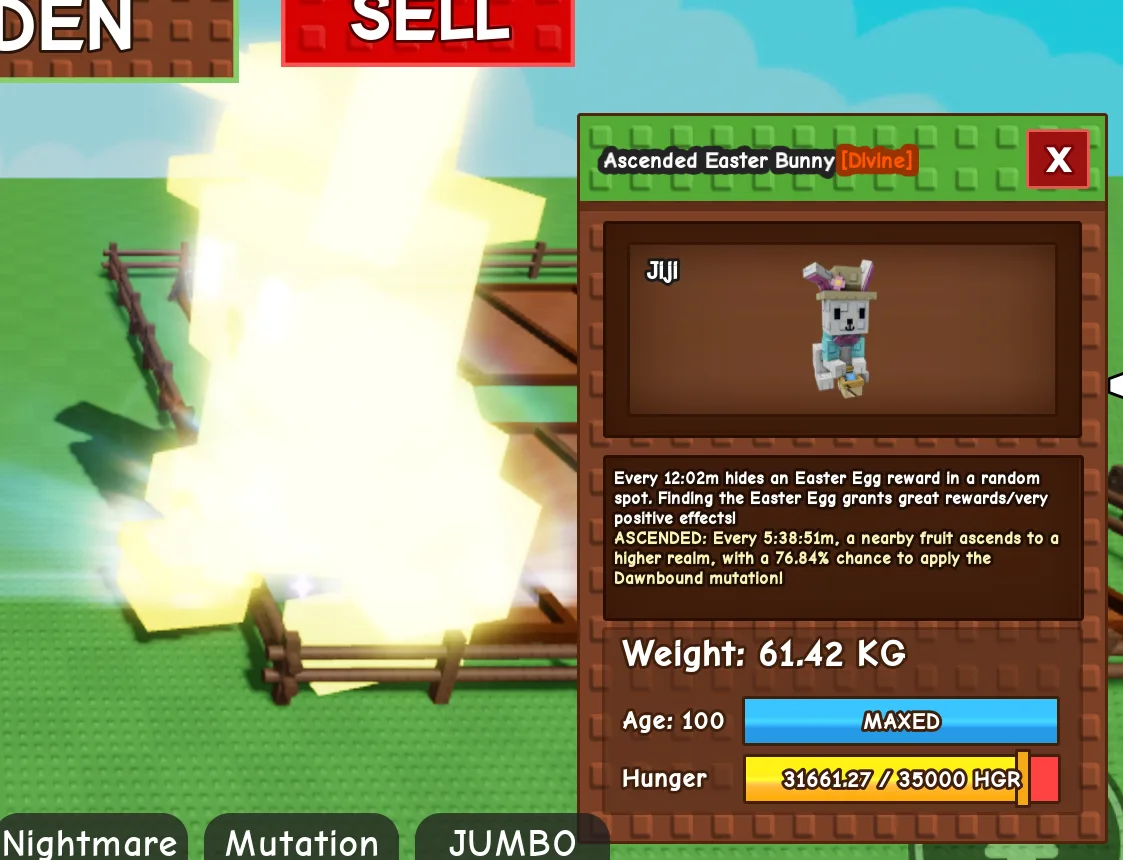 Ascended Titanic Huge Easter Bunny 60Kg+ Age 100 New Easter Pet — Account account