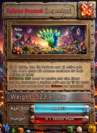 523.97KG INFERNO GIGANTIC PEACOCK I MAX 500 AGE l READY TO USE - 15 SEC MAX CD - NO TOY LIMITED STOCK — Account account