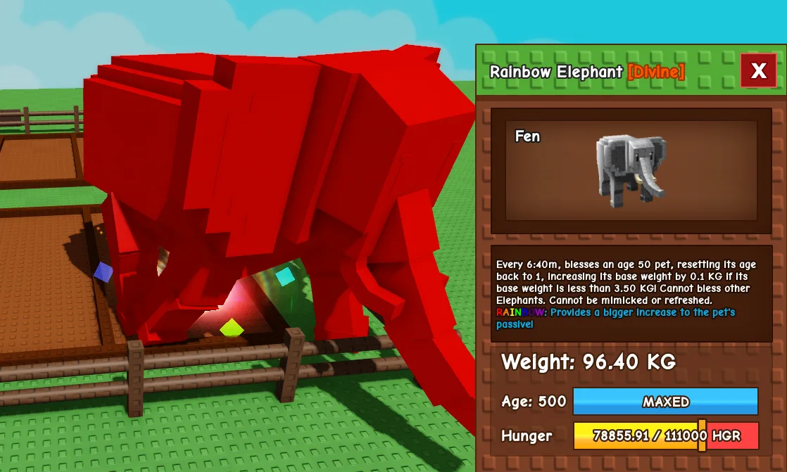 96.4kg Rainbow Elephant Aura Farming not RBH