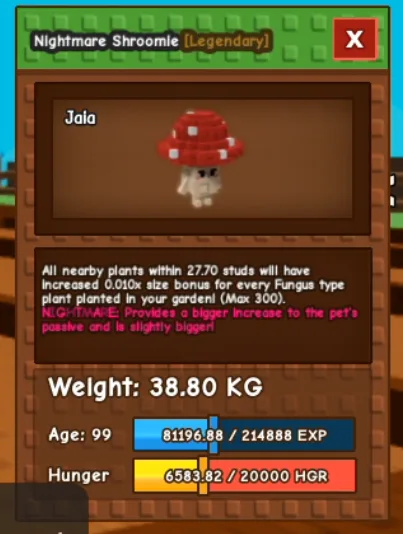 Nightmare Huge Shroomie 38-39Kg, 0.010 Passive Guarantee