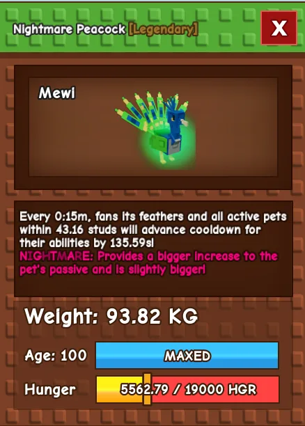 Godly Nightmare Peacock 93.82KG INSTANT DELIVERY — Account account