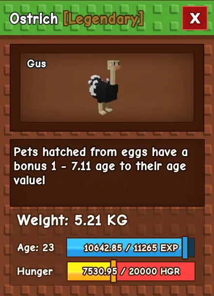 Ostrich LEGENDARY Age 23 5.21KG