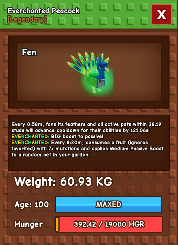 Titan/Huge EVERCHANTED PEACOCK 60+KG (15s with small toy)