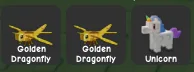 X2 GOLDEN DRAGONFLY + X1 UNICORN + X1 ROBIN