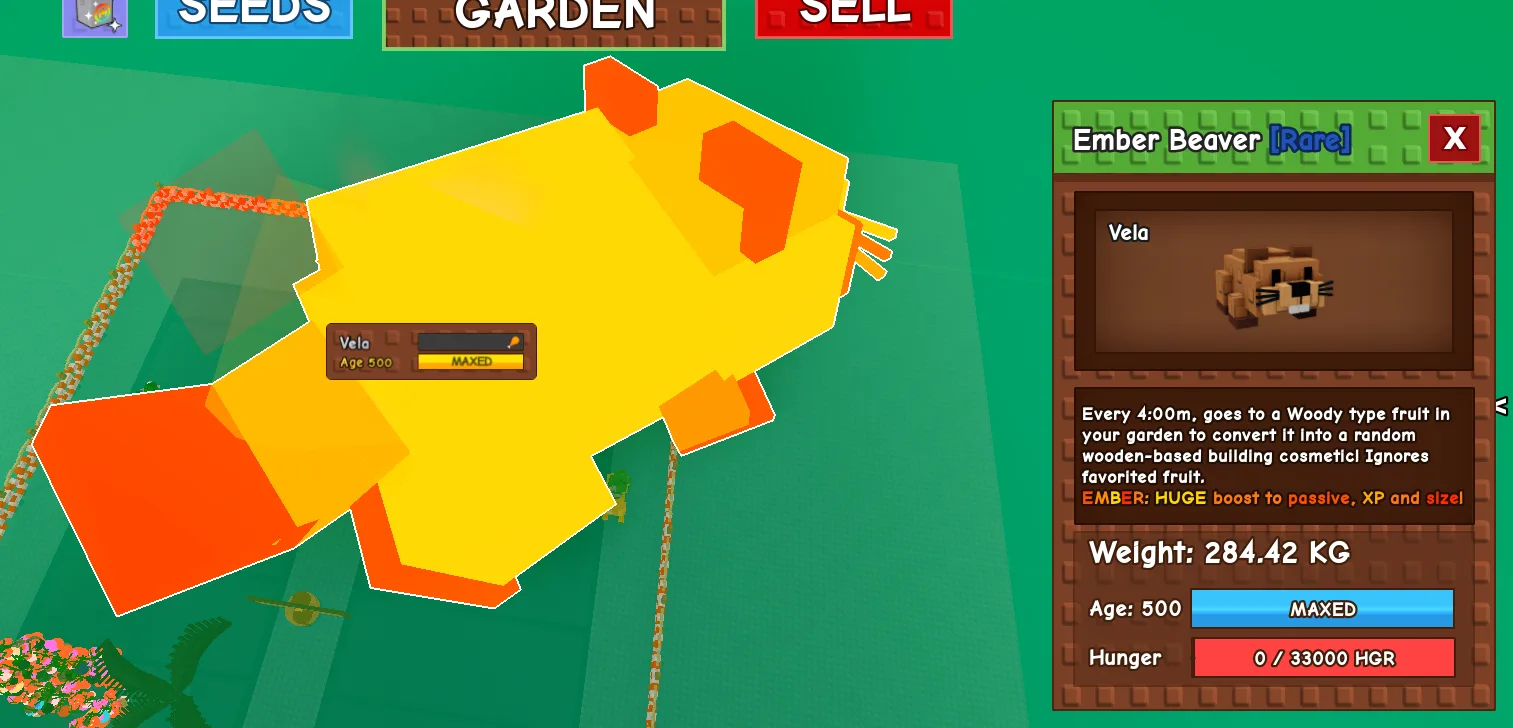 280KG+ Ember Beaver Rare // super handsome // Age 500 Maxed // Woody Fruit Cosmetic + XP Size Boost//not moth/i run out of tag others limitation