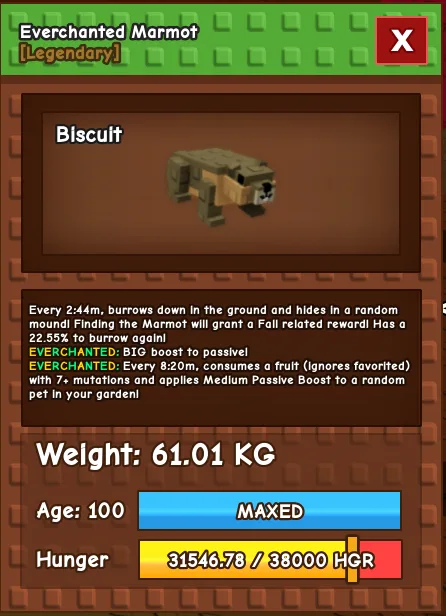 60-61 KG EVERCHANTED MARMOT RARE HUGE TITAN — Account account