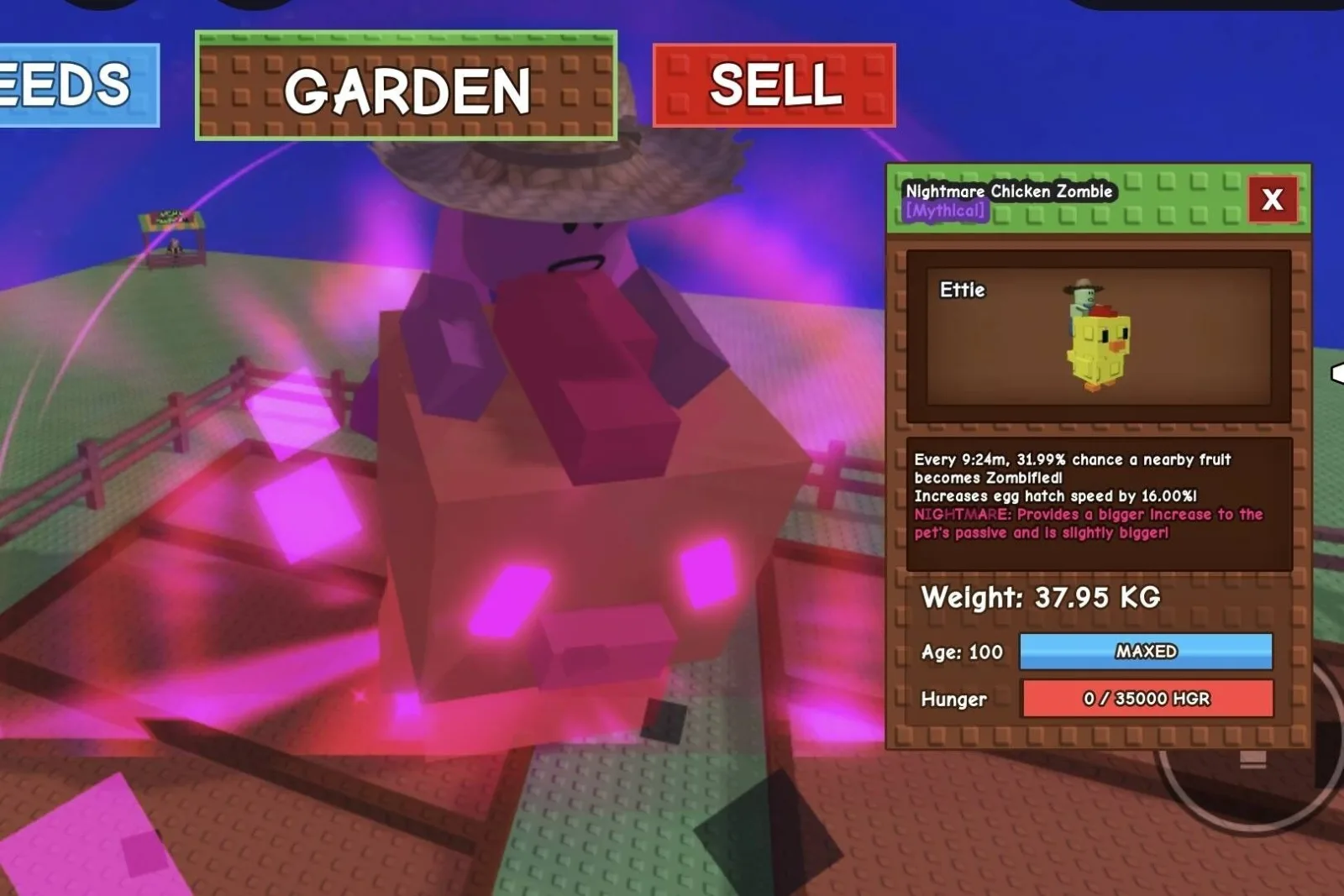 Huge NIGHTMARE Chicken Zombie - 37.95 KG (Age 100) — Account account