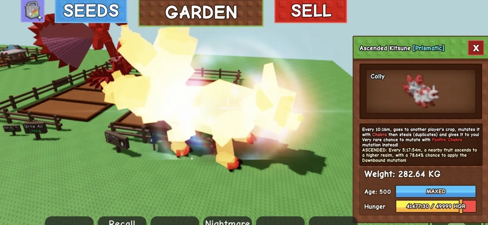 ASCENDED MUTATION HUGE RED KITSUNE AGE 500 280KG RAREST MUTATION