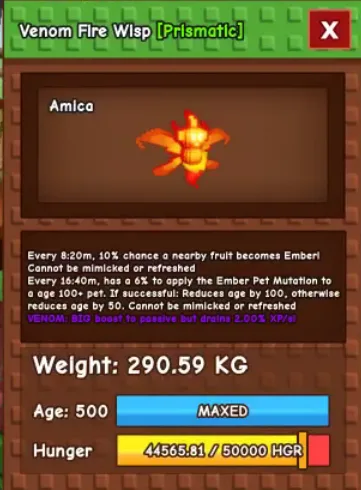 290kg Venom Fire Wisp super handsome