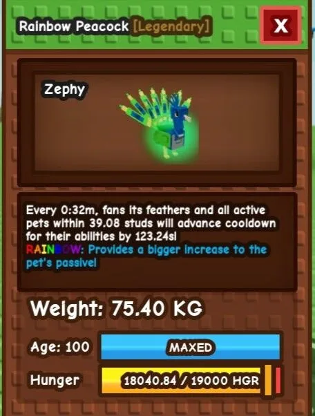 Huge Rainbow Peacock 75kg+ Power Rare Collectible Instant Delivery — Account account