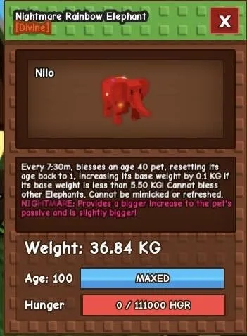 READY RAINBOW HATCH ELEPHANT 32-39 KG ( MAX PASSIVE) Grow A Garden — Account account