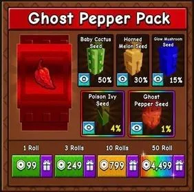 50 Roll Ghost Pepper Pack 4499R - Grow a Garden 2 - TrustyBloxx — Account account