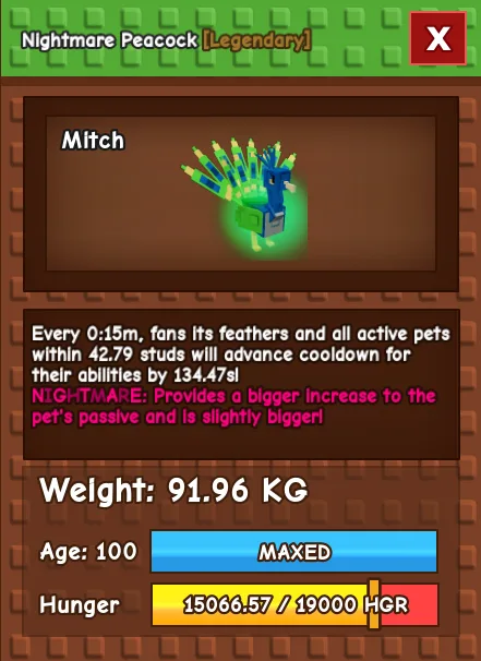 Godly Nightmare Peacock 91.96KG INSTANT DELIVERY — Account account