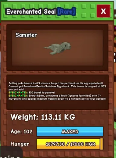 113.11kg EVERCHANTED SEAL age 102 super handsome — Account account