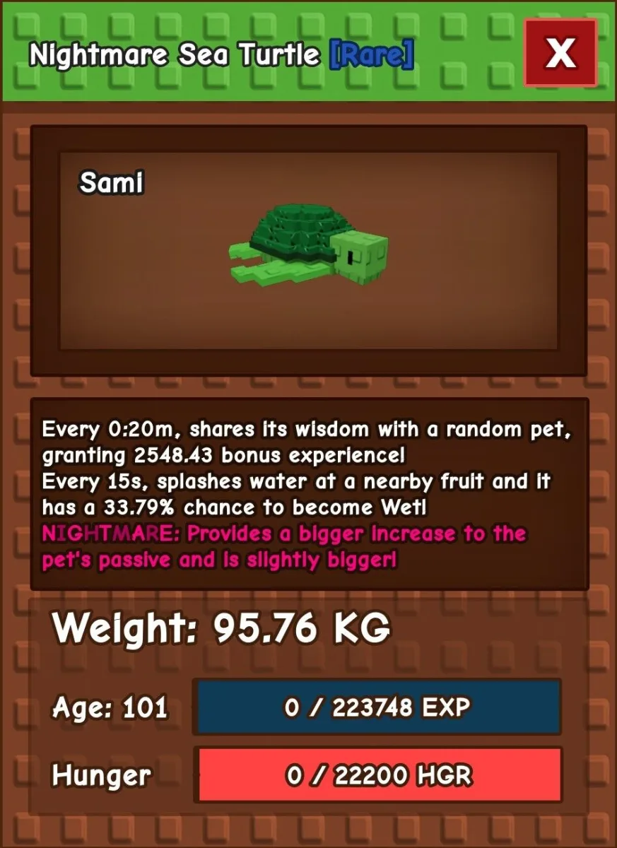 95KG NIGHTMARE SEA TURTLE AGE 101
