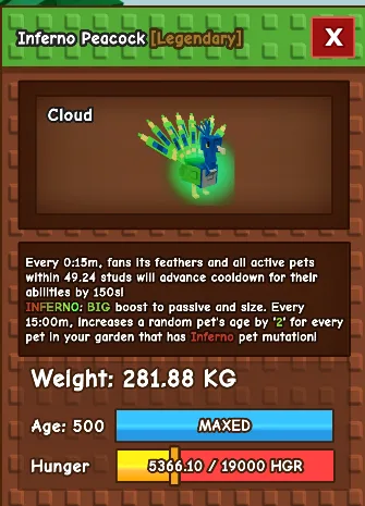 Inferno Peacock Level 500